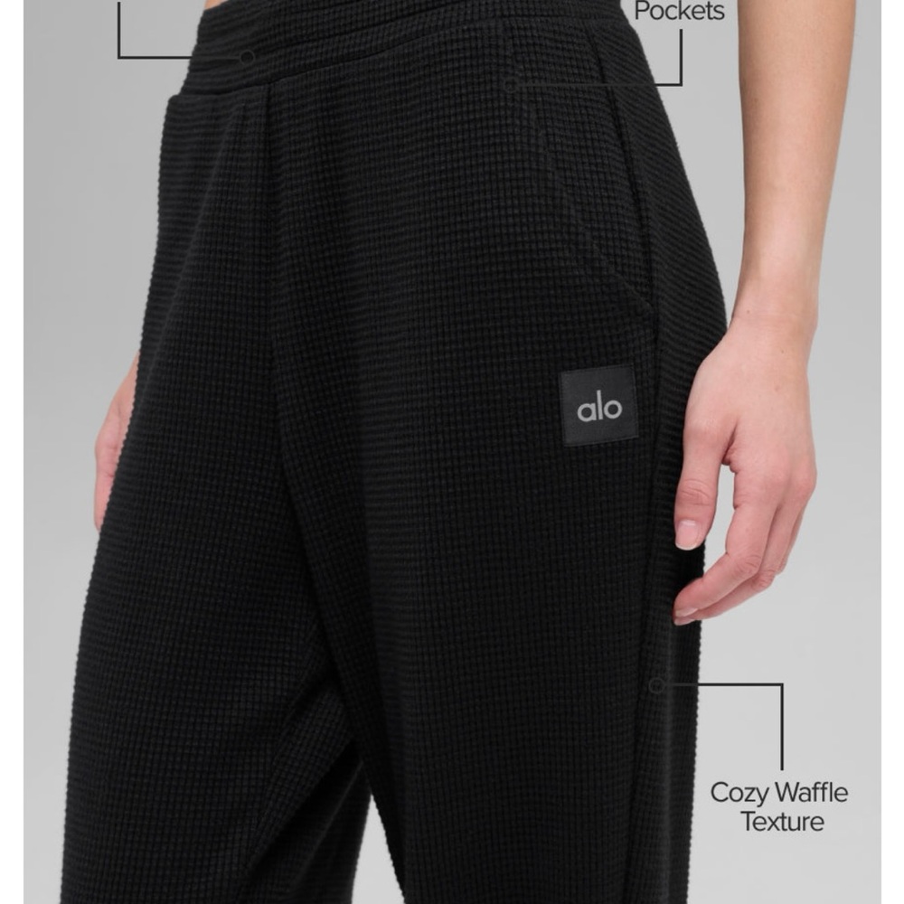 ALO Black Waffle Weekend Escape Jogger